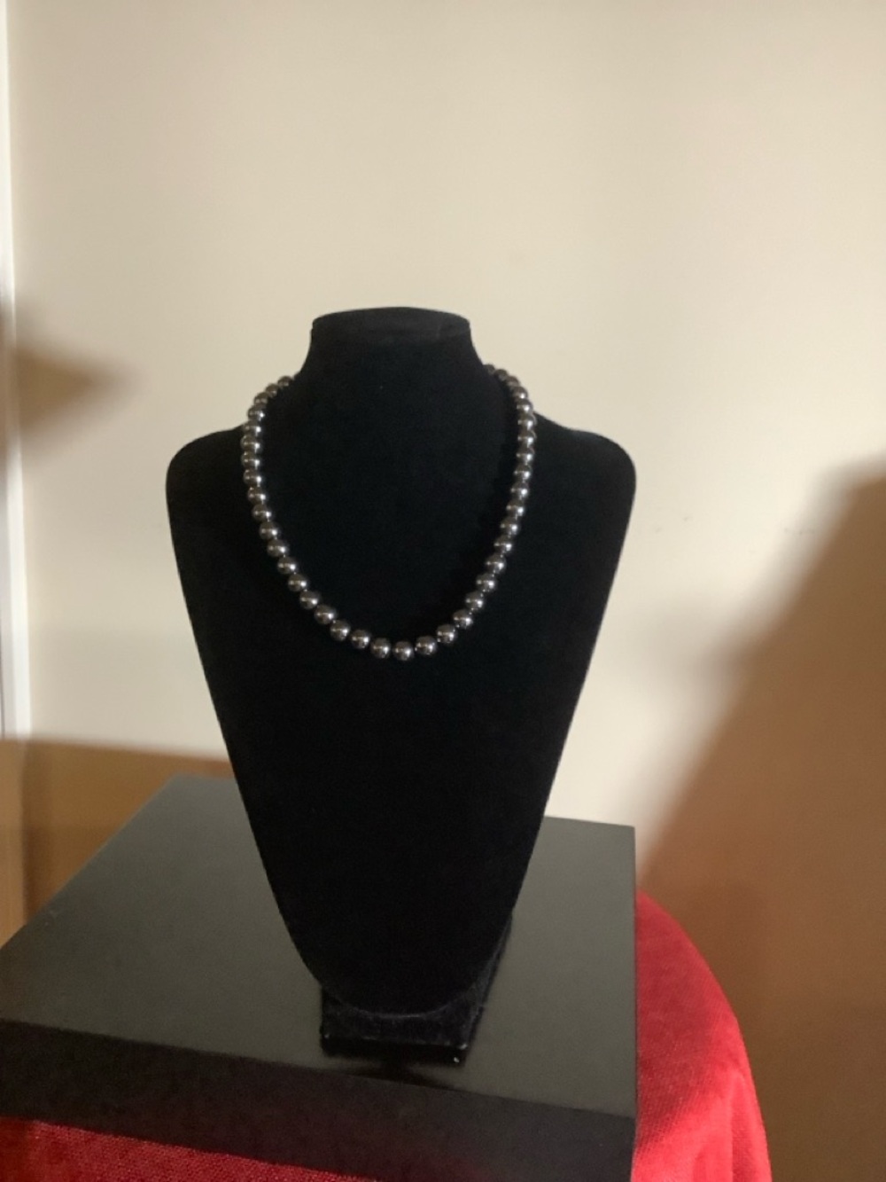 Classic Black Hematite Beaded Necklace with magnetic clasp 18 inches